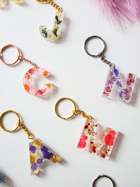 Flower Custom Letter Keychain