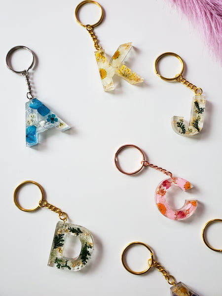 Flower Custom Letter Keychain