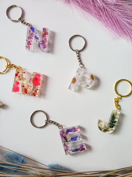 Flower Custom Letter Keychain