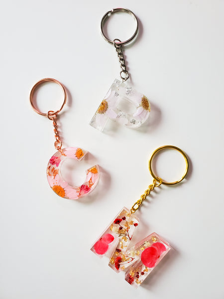 Flower Custom Letter Keychain
