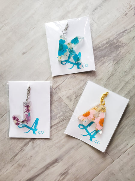 Flower Custom Letter Keychain