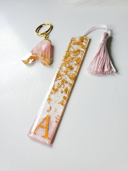 Pink Gold Custom Letter Keychain