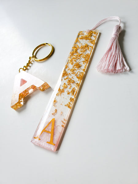 Pink Gold Custom Letter Keychain