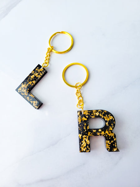 Black x Gold Letter Keychain