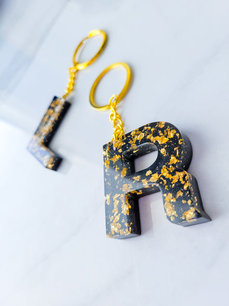 Black x Gold Letter Keychain