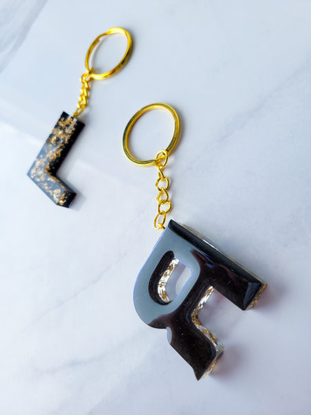 Black x Gold Letter Keychain