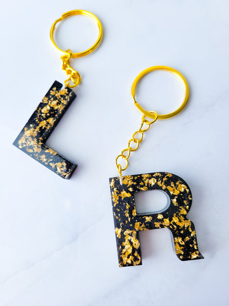 Black x Gold Letter Keychain