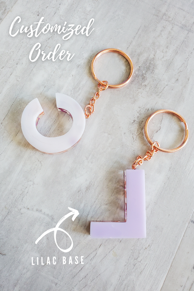 Pink Rose / Rose Gold Flake Custom Letter Keychain