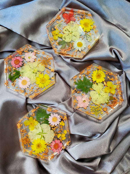 Botanical Rose Gold Flake Coasters