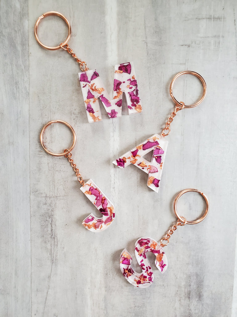 Designer Metal Pink Keychain With Gold And Silver Lettering For