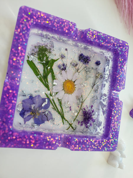 Purple Sparkle Flower Ashtray