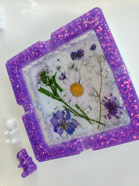Purple Sparkle Flower Ashtray