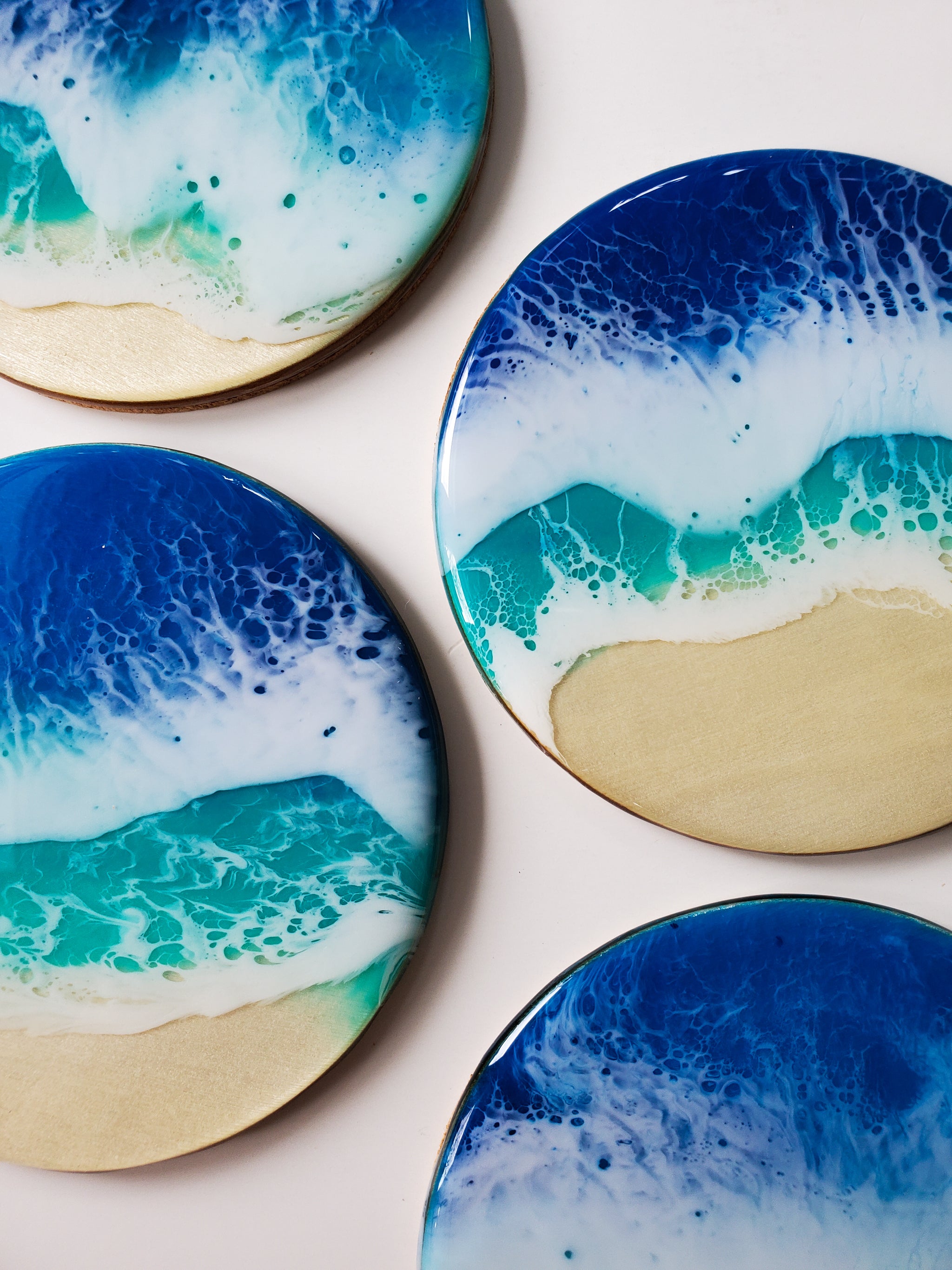 Cute Kitchen Decor Coasters, Sea cheapest Inspired Coasters, Resin coasters, Blue Tan Coa