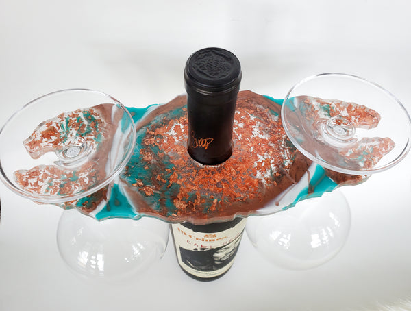 Teal Copper Geode Wine Caddy