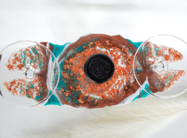 Teal Copper Geode Wine Caddy