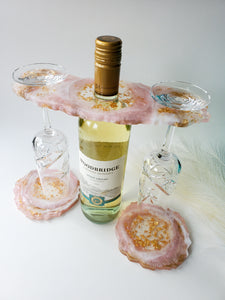 Pink Gold Geode Wine Caddy Set