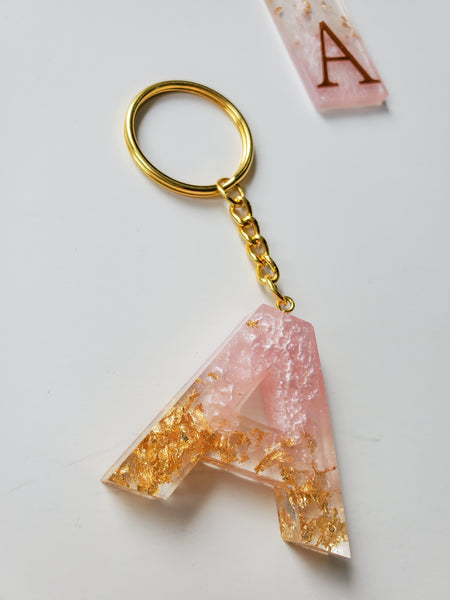 Pink Gold Custom Letter Keychain