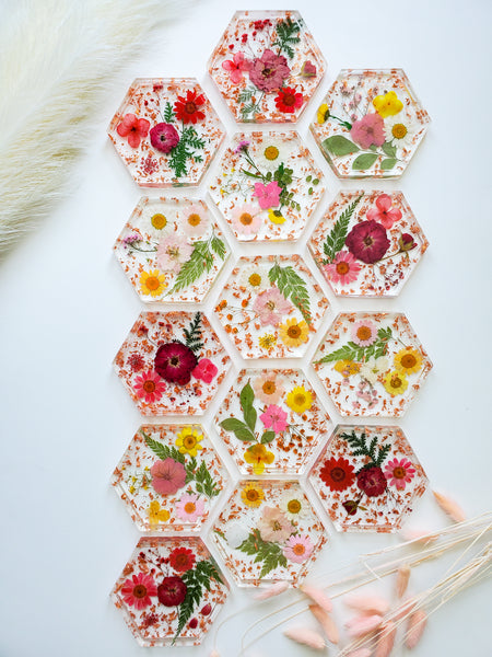 Botanical Rose Gold Flake Coasters