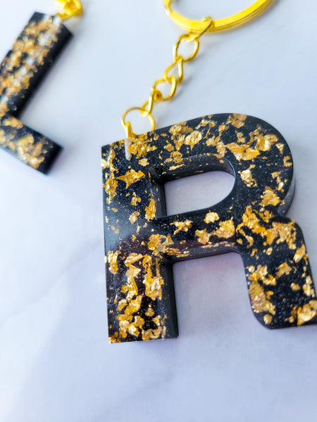 Black x Gold Letter Keychain