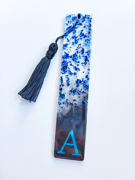 Blue Foil Monogram Bookmark