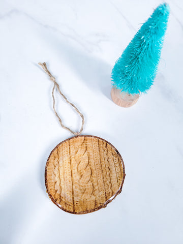 Cable Knit Birch Christmas Ornament