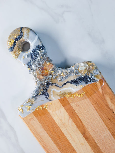 Resin Geode Wood Cheese Board with Handle